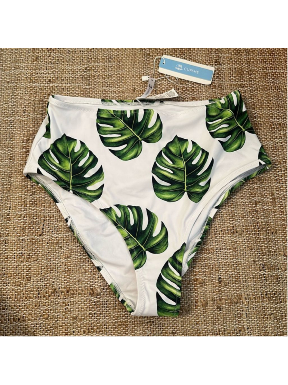 New CUPSHE Monstera High-Waisted Bikini Bottoms Medium